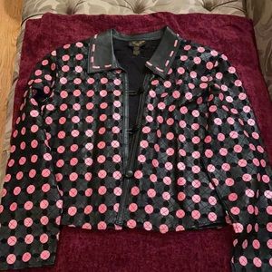 Pink polka dot leather jacket